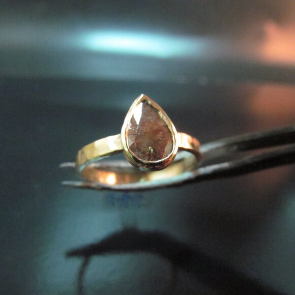 Engagement ring. 14k Yellow gold ring with 1.3ct Brown-gray color diamond. - Picture 14 of 17